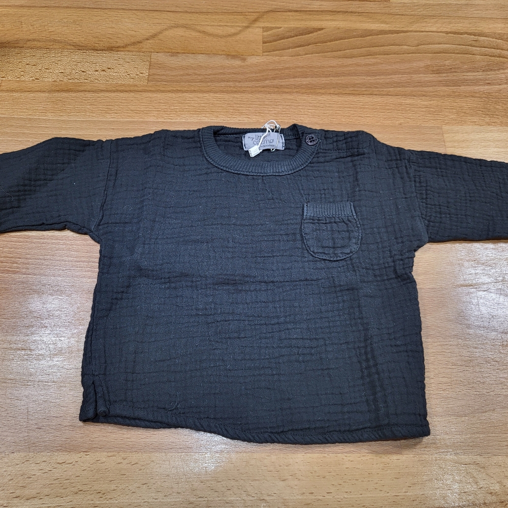 Nwt Boys Girls Unisex Baby Cozy Black Gender Neutral Tee Shirt Organic Cotton